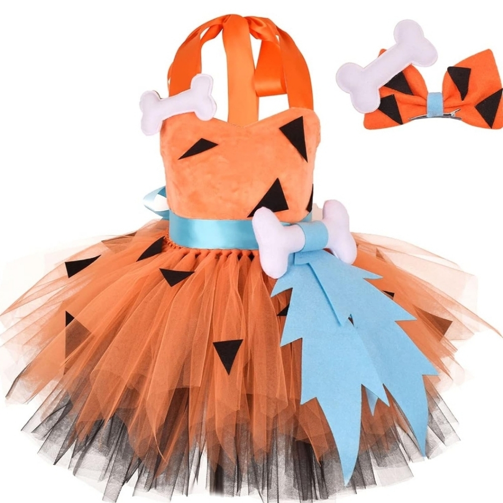Pebbles Flinstone Costume (Mia Belle Girls) 2T